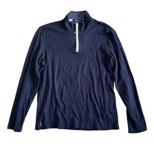 ZegnaSport Men's Sz L Navy 1/4 Zip Pullover Long Sleeve Shirt Cotton Blend
